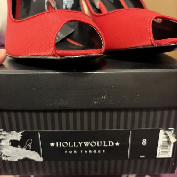 Hollywould For Target Grace Women 8 Red Satin ￼Heels Vintage Y2K Glam Girl Boss - Picture 5 of 10